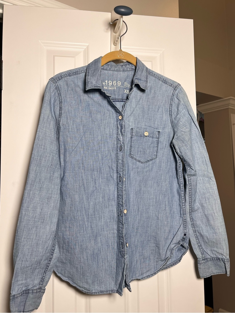 GAP 1969 Denim Chambray Button Down Shirt Size XS Workwear Costal